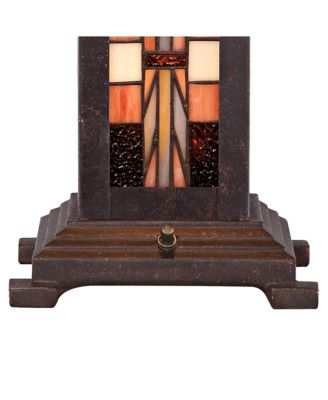 Robert Mission Style Table Lamp 26" High Art with Table Top Dimmer Stained Glass Shade for Bedroom Living Room Bedside