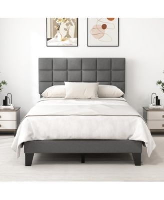 Modern Linen Bed Frame with Adjustable Headboard
