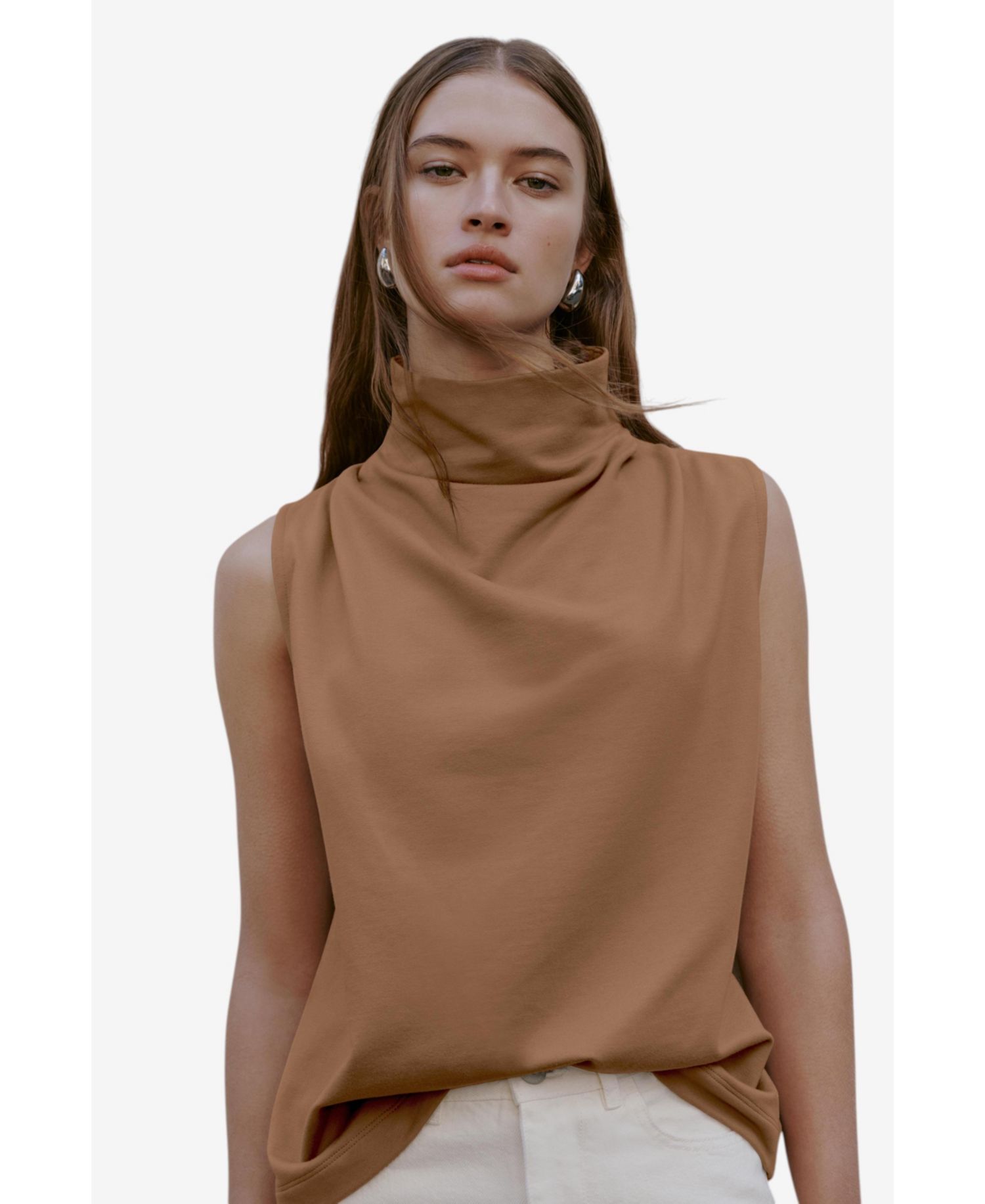 Women's Finch Sleeveless Draped-Neckline Relaxed Casual Top