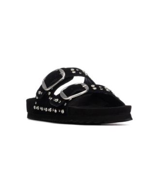 Women's Suede Double Strap Buckle Sandals