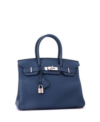 Birkin 30 Handbag Blue Togo with Palladium Hardware