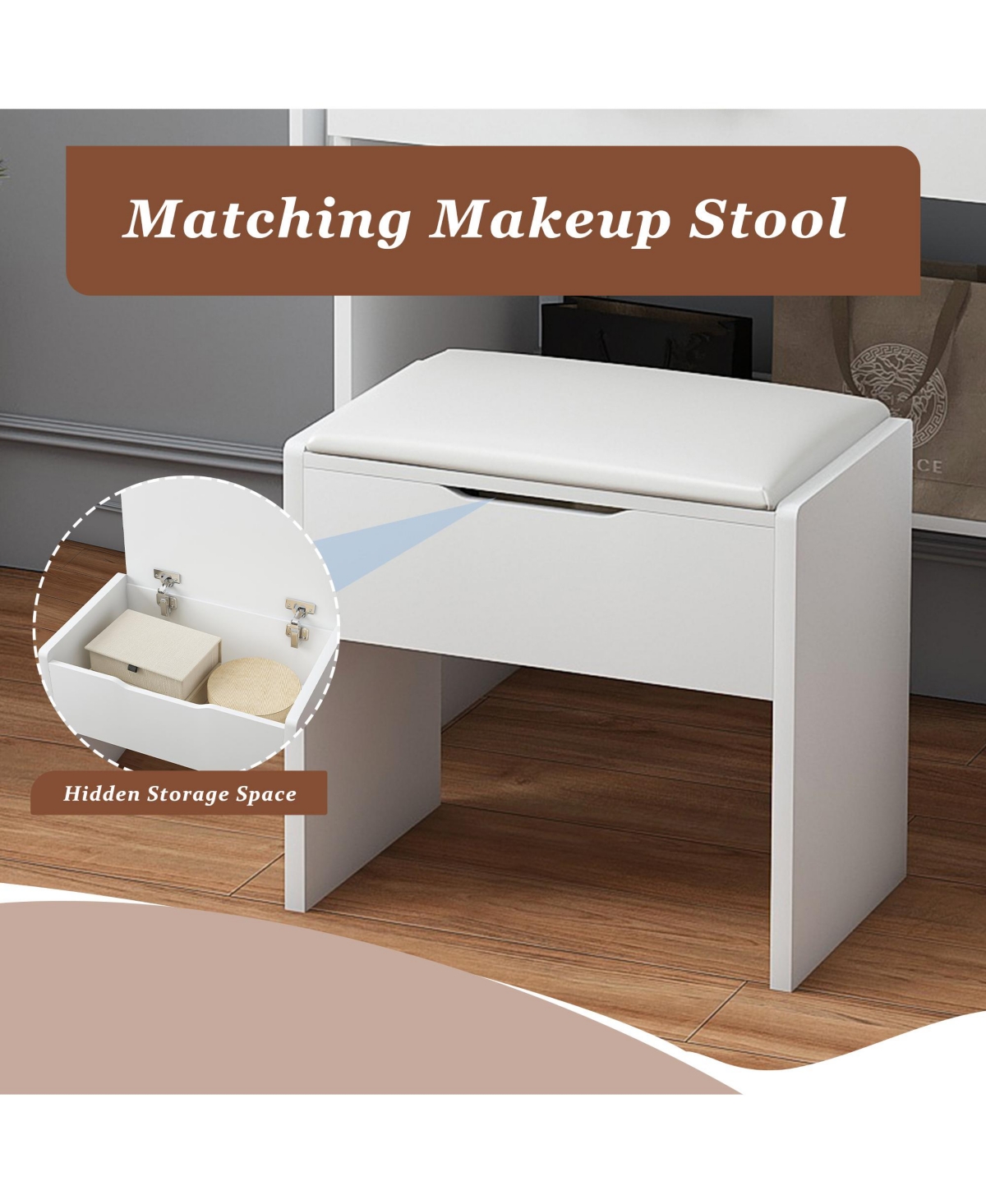 Flynama Elegant Modern Wooden Nightstand with Storage Space Finish Bedside Table for Bedroom Living Room