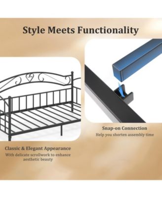 Twin Size Metal Daybed Frame with Headboard for Bedroom