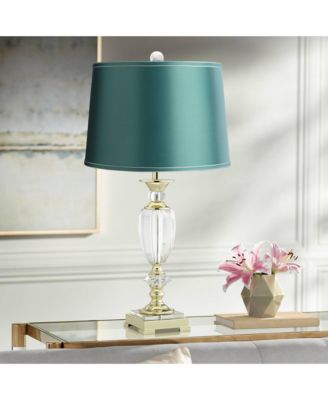 " Tall Urn Traditional Glam End Table Lamp Clear Crystal Single Shade Living Room Bedroom Bedside