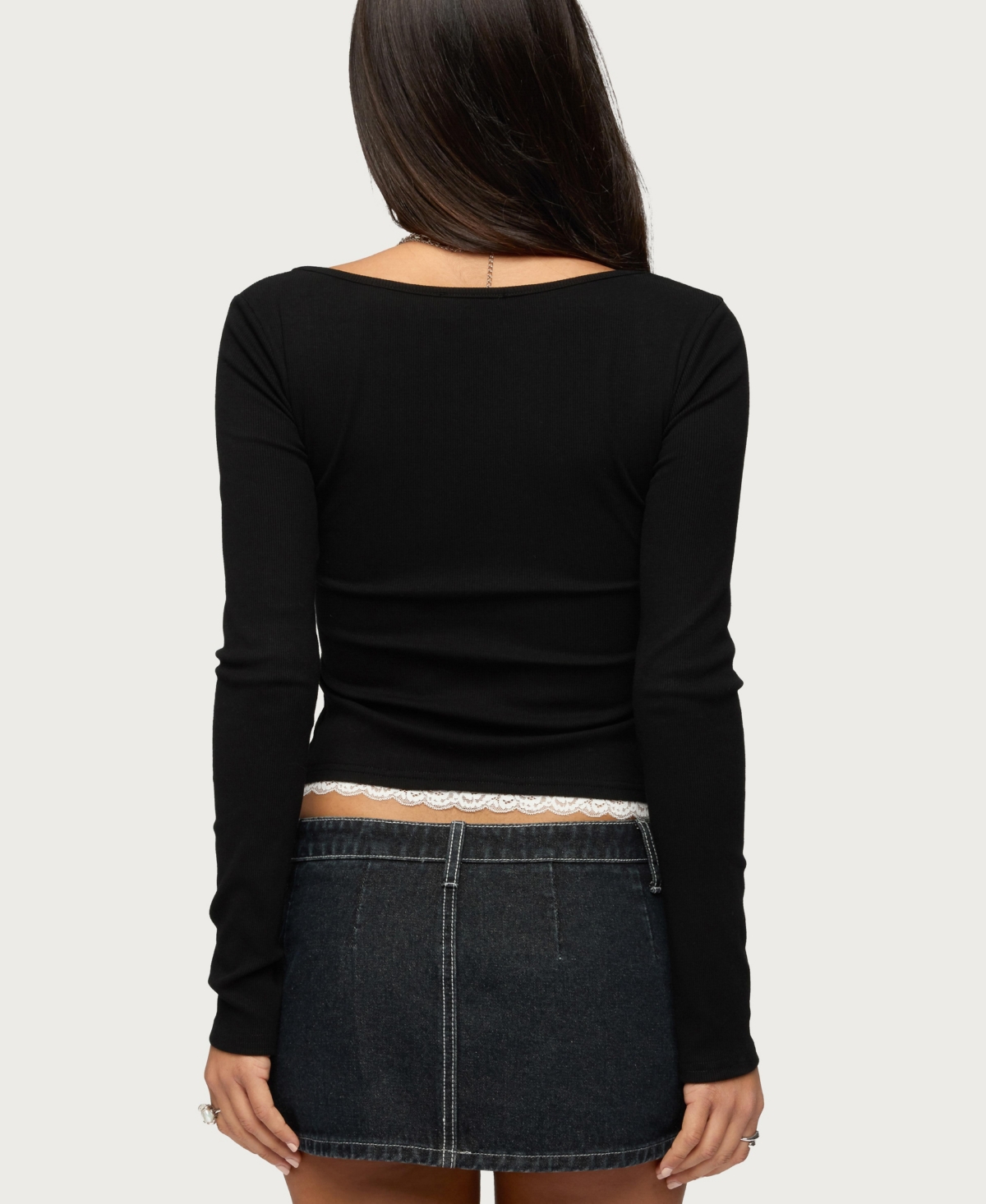 Edikted Women's Joana Layered Lacey Henley Top