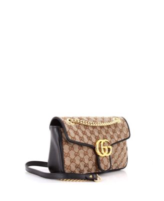 Small GG Marmont Flap Bag Diagonal Quilted GG Canvas with Leather