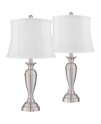 Blair Traditional Table Lamps 25" High Set of 2 Brushed Nickel Softback Drum Shade for Bedroom Living Room Bedside Nightstand House