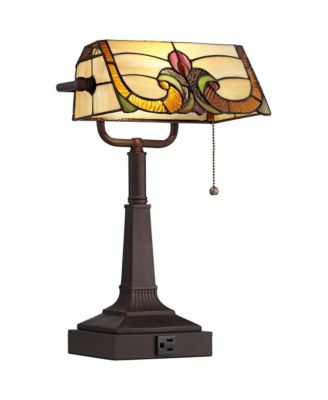 Fleura 17" High Small Rustic Banker Desk Lamps Set of 2 Brown Bronze Finish Metal Home Office Living Room