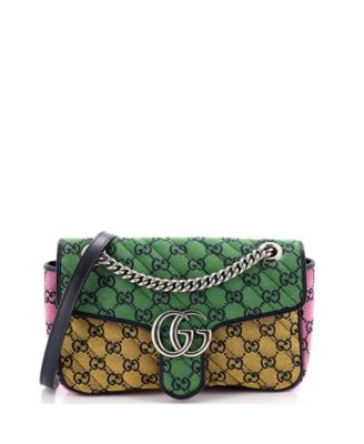 Small GG Marmont Flap Bag Diagonal Quilted GG Canvas with Leather