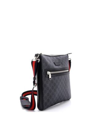 Medium Web Strap Front Zip Messenger Bag GG Coated Canvas