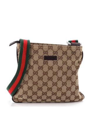 Small Web Strap Zip Messenger Bag GG Canvas