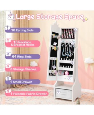 Princess Vanity Table and Stool Set with Jewelry Cabinet and Mirror Drawer