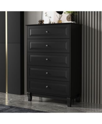 Wood Accent Storage Cabinets Organizer With 5 Drawers