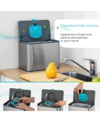 1.3 Gallon Stainless Steel Compost Bin with CleanAura Odor Control and Removable Liner