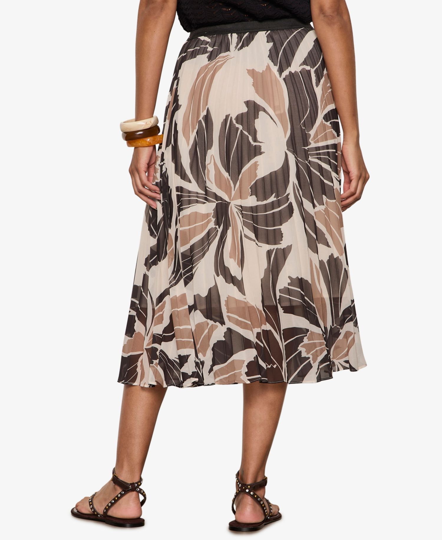 Women's Nostalgia Pleated Polyester Midi Skirt