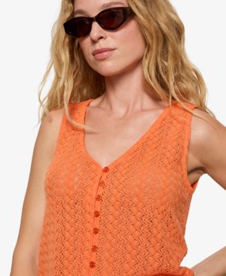 Women's No Rush Button-Front Sleeveless Tank Top