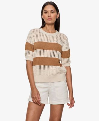 Women's Beachside Openwork Crewneck Cotton Top