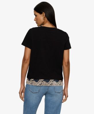 Women's Lace-Hem Crewneck T-Shirt
