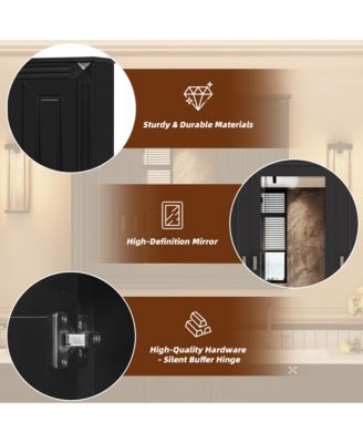 Bathroom Wall Cabinet with Mirror, Wall Mounted Medicine Cabinet with 4 Shelves, Mirrored Door Over Toilet Storage Cabinet