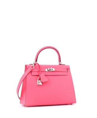 Kelly 25 Handbag Pink Chevre Mysore with Palladium Hardware