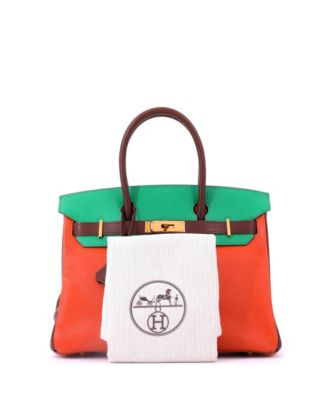 Birkin 30 Handbag Tricolor Chevre Mysore with Gold Hardware