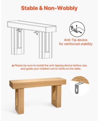 63 Inch Farmhouse Console Table with Shelf and Hidden Storage