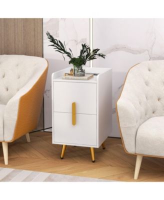 Nightstand with 2 Drawers and USB Charging Ports