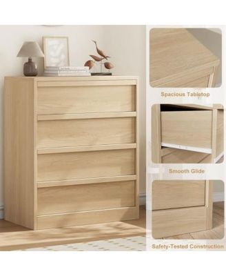 4 Drawer Dresser for Bedroom, 39in Tall Nightstand 4 Chest of Drawers with Large Storage
