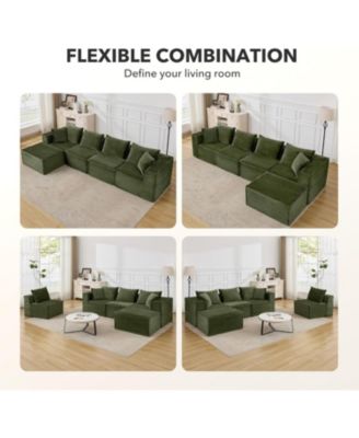 137" Cloud Sectional Sofa, L-Shaped Modular Couch with Chaise, Memory Foam