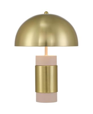 Delia 16" High Small Mushroom Mid Century Modern Accent Table Lamp  Antique Brass Finish Metal Single Living Room