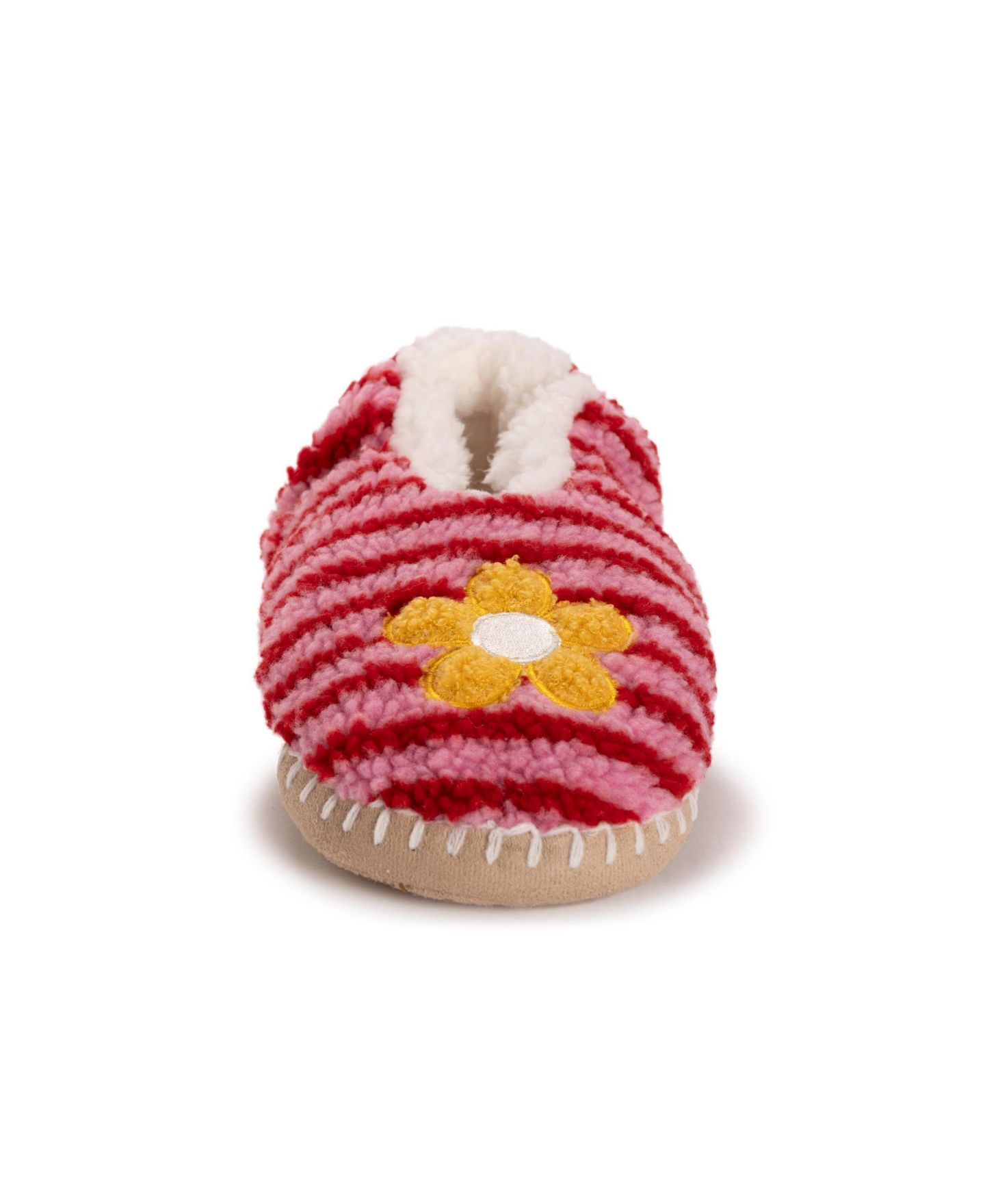 Женские тапочки MUK LUKS Shearling Ballerina Slipper with Applique, цвет: Красный / Розовый — фото 2