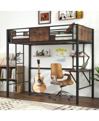 Loft Bed with Safety Guardrails and Ladder