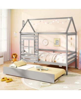 Kids House Bed Frame with Safety Rails
