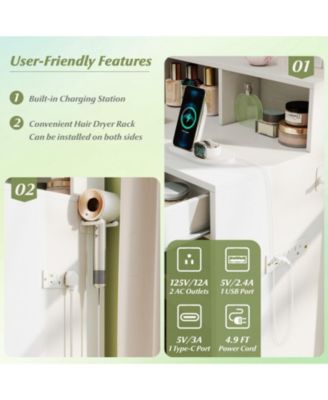 31.5 in Vanity Desk with 3 Lighting Modes and Storage Shelves