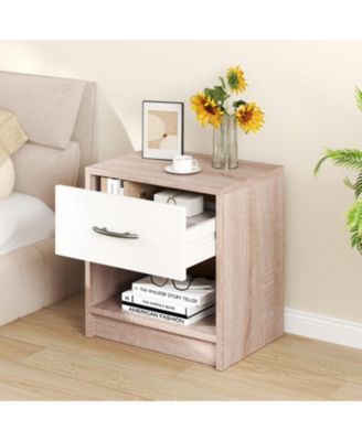 Compact Bedside Table with Drawer and Open Storage Shelf