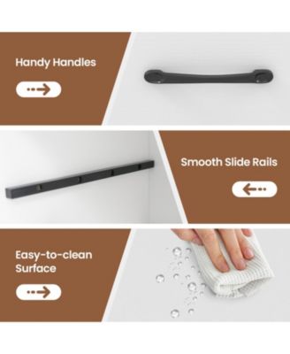 End Table with Built-In Charging Station, 2 Drawers and Locking Wheels