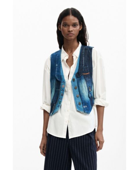 Женские жилеты Desigual Women's Patchwork denim vest