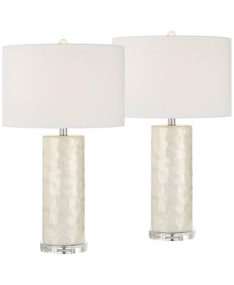 Sabina 27 1/2"H Textured Pearlescent Cylinder Table Lamp Set