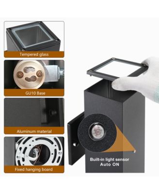 2-Pack Dusk to Dawn Outdoor Wall Sconce, Square Sensor Light for Porch Patio Garage