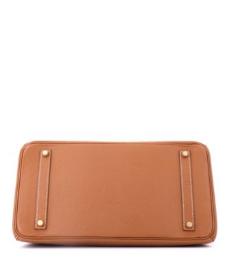 Birkin 35 Handbag Brown Veau Grain Lisse with Gold Hardware