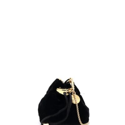 Mini Triangle Logo Drawstring Pouch Bucket Bag Velvet