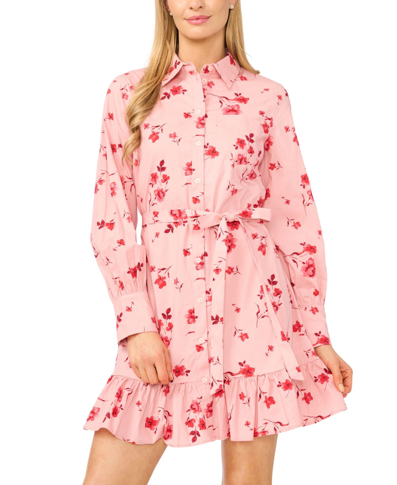 Women's Printed Collared Neck Mini Dress