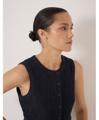 Women's Textured Sleeveless Button Through Top