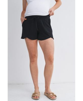 Maternity Relaxed Fit Lounge Shorts with Front Pockets and Drawstring