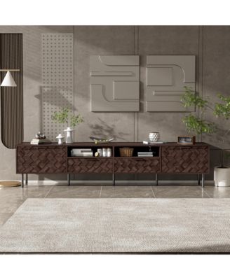 78" Modern TV Stand for TVs , Entertainment Center with Storage Cabinets, 2 Drawers and Open Shelves, Media Console for Living Room