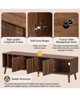 70" TV Stand for TVs , Media Console Table with 3 Doors and Vertical Open Shelves, Modern Entertainment Center for Living Room