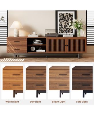 78 inch TV Stand for TVs, Walnut Media Console Table, Entertainment Center with Deep Drawers and Cable Management for Living Room