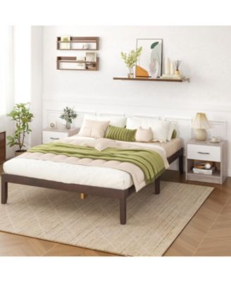 Bedside Table Nightstand with Drawer and Open Shelf