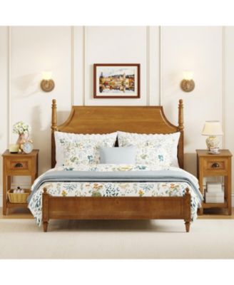 Set of 2 Retro Narrow End Tables with Drawer and Open Shelf