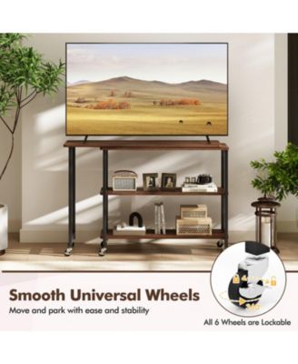 360-Degree Rotating Sofa Side Table with Wheels and Storage, 40-60 in